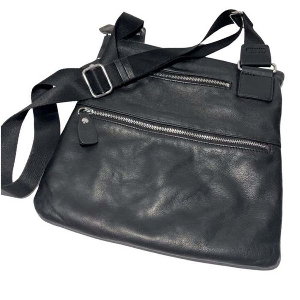 Margot Grain Black Crossbody Slim Leather Bag